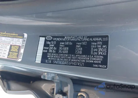 2023 Hyundai Santa Cruz Sel from USA, damaged, VIN 5NTJCDAE6PH074521